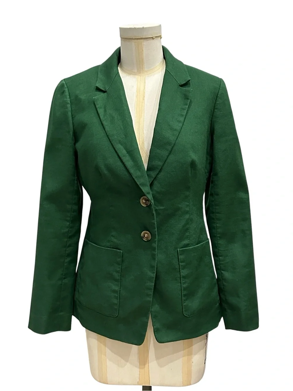 J. Crew Factory Women’s Green Refined linen-blend blazer Preppy Classic Size 4